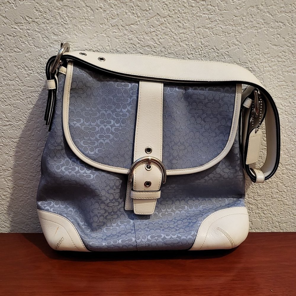 Coach Blue/White Soho Signature Crossbody/Shoulder Bag 6376